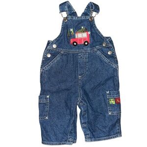 Vintage Corcoran Christmas denim overalls size 9M